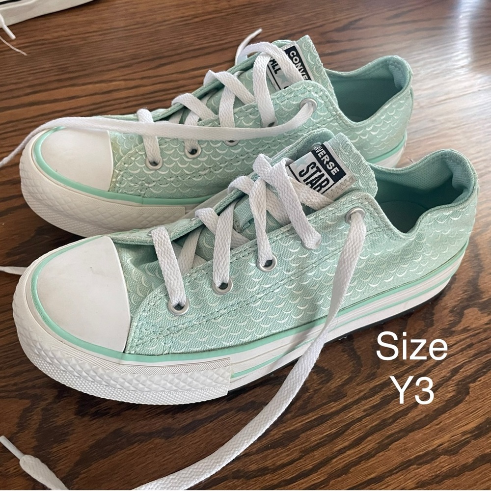 Converse Mint Green "mermaid" Low-Top Sneakers with Canvas Upper